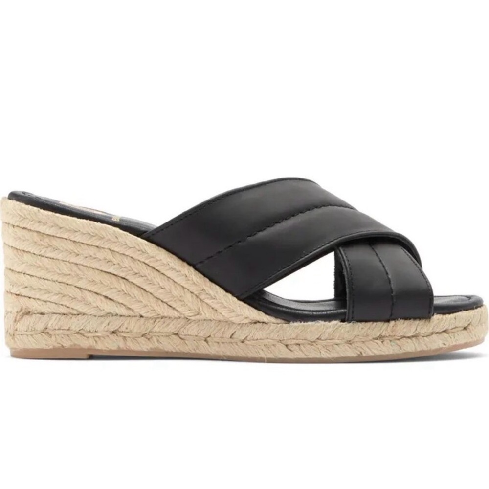 Bruno Magli Elena black espadrille sandal leather shoe size 9 - Picture 2 of 5